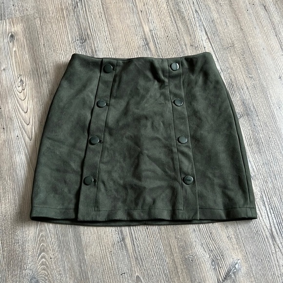 Skirts Loft Ann Taylor Women’s Army Green Sailor Button Skirt Sz 6 Velour - Picture 1 of 7